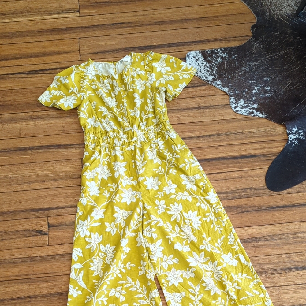 Anthropologie Mustard Floral Top